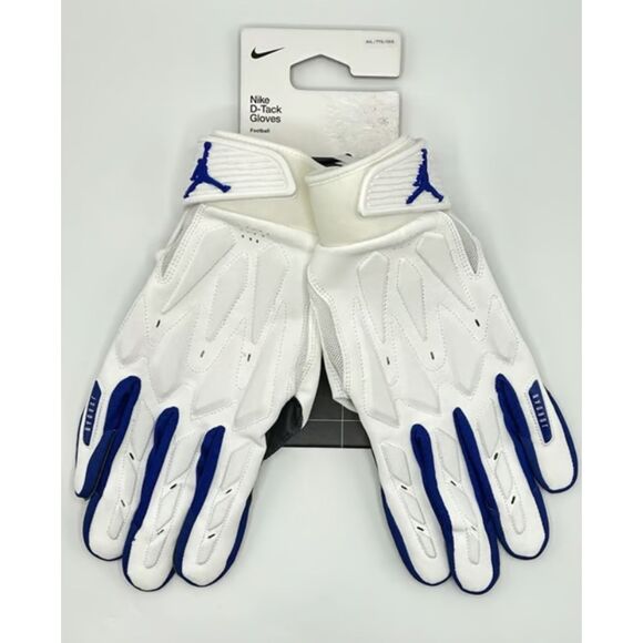 Nike Jordan D-Tack 7.0 White/Signal Blue Football Gloves HQ5969-161 Size 2XL New - Picture 1 of 8